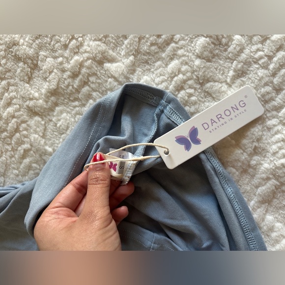 Carbon Blue Off-Shoulder Women's Top - Picture 3 of 7